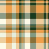Vibrant autumnal plaid pattern in warm orange, creamy white, and deep green hues. Perfect for textile designs, fallthemed projects, or adding a touch of rustic charm to your designs. vector
