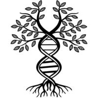 tree of life, dna helix motif evolution and biology, nature intertwines with genetics concept vector