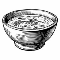 Rustic Herbal Soup Sketch in Hand Drawn Style for Culinary Art Enthusiasts vector