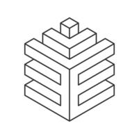 Abstract isometric cube design, layered structure, geometric pattern. Perfect for tech, architecture, engineering, or corporate branding. Represents growth, stability, and innovation. vector