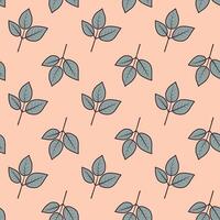 Elegant seamless pattern of stylized leaves on a soft peach background. Perfect for textile prints, wallpapers, and website design. vector