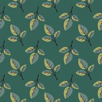 Elegant teal green leaf pattern. Perfect for textile design, wallpaper, or website backgrounds. vector