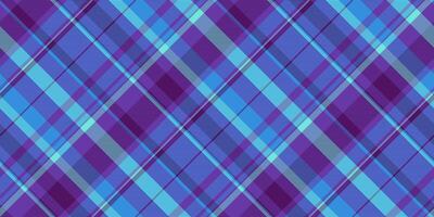 Youth tartan fabric, tradition background texture plaid. Fold textile pattern check seamless in violet and cyan colors. vector