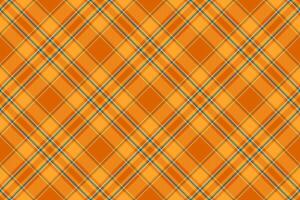 Vibrant orange and teal plaid pattern, perfect for textile design, fashion, or website backgrounds. This seamless texture evokes feelings of warmth, energy, and autumn. vector