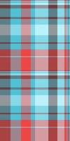 Picnic blanket check pattern tartan, iconic fabric textile plaid. Geometry background seamless texture in cyan and red colors. vector