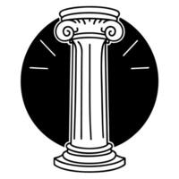 ancient greek ionic column illustration, black and white design highlighting historical architecture vector