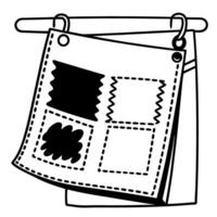 Blanket and fabric swatches hanging on hooks textile design, pattern and decor concept vector
