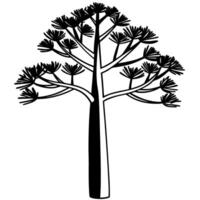 Stylized silhouette of an exotic tree, minimalistic black and white design vector
