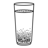 bubble tea glass with tapioca pearls, line art drawing asian beverage drink concept vector