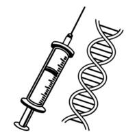 syringe and dna strand symbolizing genetic research and biotechnology vector
