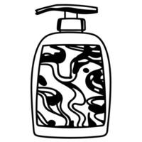 abstract design on hand soap dispenser bottle, black and white swirl pattern for bathroom decor vector