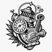 Steampunk Mechanical Heart with Gears and Clock Elements vector