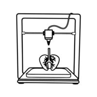 printer creating human lung, healthcare innovation, medical technology and biotechnology advancement vector