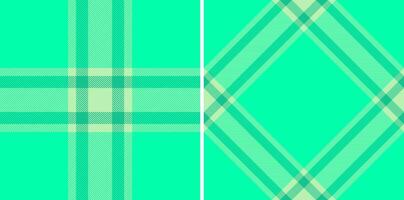 Vibrant mint green plaid patterns, perfect for textile design, fashion, or website backgrounds. Two distinct styles offer versatility. Classic and diagonal checks create a fresh, modern aesthetic. vector