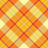 Vibrant autumnal plaid pattern in warm orange and yellow hues. Perfect for textile designs, fallthemed projects, or adding a cheerful, energetic touch to any design. vector