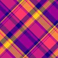 Hotel background check pattern, invite seamless fabric textile. Jersey texture plaid tartan in magenta and red colors. vector
