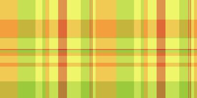 Vibrant, seamless plaid pattern in sunny yellow, orange, and green hues. Perfect for textile design, website backgrounds, or creating cheerful, springthemed visuals. vector
