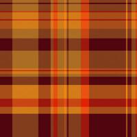 Warm autumnal plaid pattern in rich oranges, browns, and deep reds. Perfect for fallthemed designs, textile prints, apparel, and website backgrounds. vector