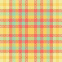 Vibrant pastel plaid pattern in cheerful yellow, coral, and mint green. Perfect for textile design, website backgrounds, or crafting projects. vector