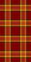Robe texture plaid seamless, ornament textile tartan check. Masculine fabric pattern background in maroon and amber colors. vector