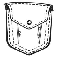 Detailed illustration of a denim pocket with stitching and button closure vector