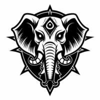 Intricate Monochrome Elephant Mandala Design on Geometric Background vector