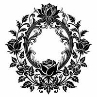 Ornate Floral Frame with Roses and Leaves for Elegant Design Elements vector