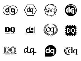 DQ logo company template Letter d and q logotype. Set different classic serif lettering and modern bold text with design elements. Initial font typography. vector