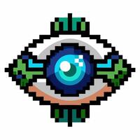 Colorful Pixel Art Eye Retro Geometric Digital Design with Bright Shades vector