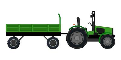 Tractor with trailer on white background vector