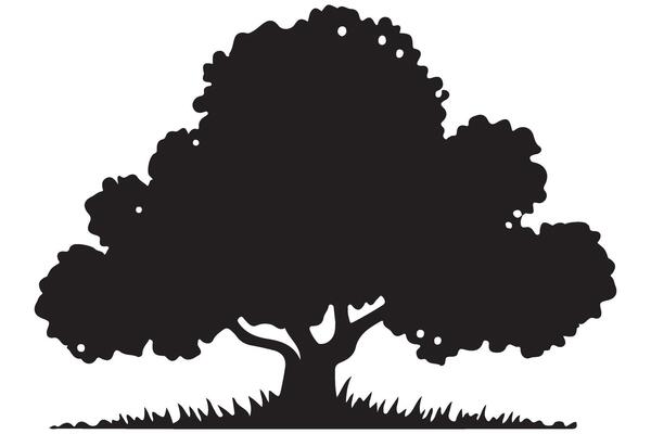 Silhouette of a Big Tree Illustration Graphic Design Template