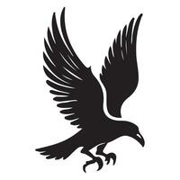 Silhouette Illustration of a Hawk Soaring Down with Wings Spread Wide vector