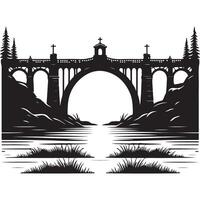Picturesque Bridge Illustration Architectural Design for Landscape and Art vector