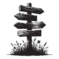 Rustic Wooden Signpost Illustration Guiding the Way with Direction Arrows vector