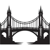 Silhouette bridge illustration of architectural landmark structure design vector