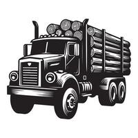 Silhouette logging truck image transporting timber heavy machinery concept vector