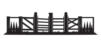 Rustic Farm Fence Silhouette Illustration For Countryside Design vector