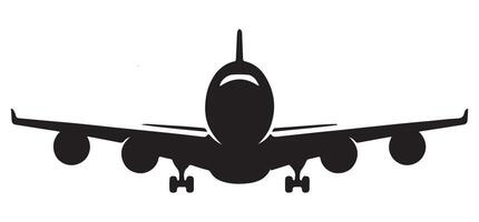 Front View Airplane Silhouette Modern Commercial Aviation Design vector