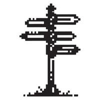 Pixelated Signpost Directional Signage Illustration with Retro Vibe vector