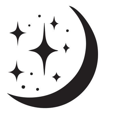 Elegant Crescent Moon and Stars Graphic for Nightly Designs
