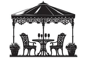 Charming Outdoor Patio Illustration Creating Relaxing Dining and Socializing Spaces vector