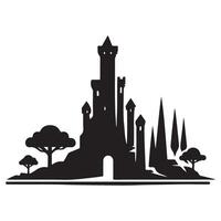 Fantasy Castle Silhouette on Hilltop Design for Storytelling Projects vector