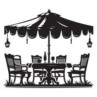 Patio Furniture Silhouette with Umbrella Design Element vector