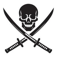 Pirate skull with crossed swords symbol of adventure and danger vector