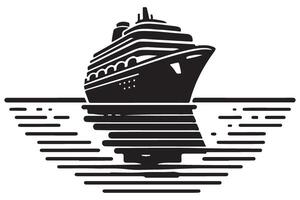 Cruise ship silhouette navigating ocean waters illustration design vector