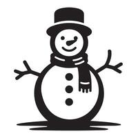 Charming silhouette of a cheerful snowman with a hat illustration vector