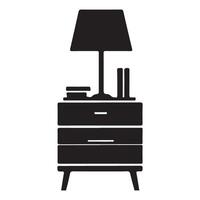 Nightstand with Lamp and Books Silhouette Illustration for Decor vector