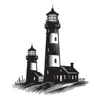 Lighthouse Silhouette Illustration Coastal Navigation Maritime Safety and Architecture vector