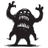 Fearsome Monster Silhouette Illustration with Sharp Teeth Design vector