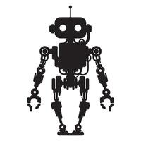 Detailed Robot Silhouette Illustration with Complex Mechanical Design vector